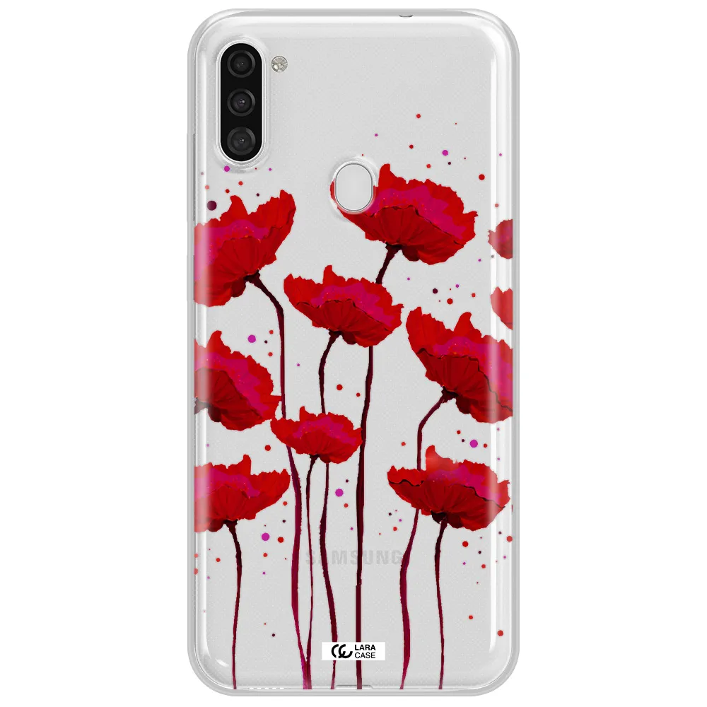 Red Fashion Flower Samsung A11 Clear TPU Case