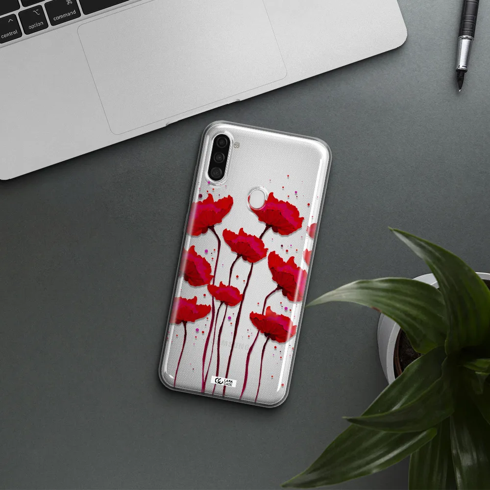 Red Fashion Flower Samsung A11 Clear TPU Case