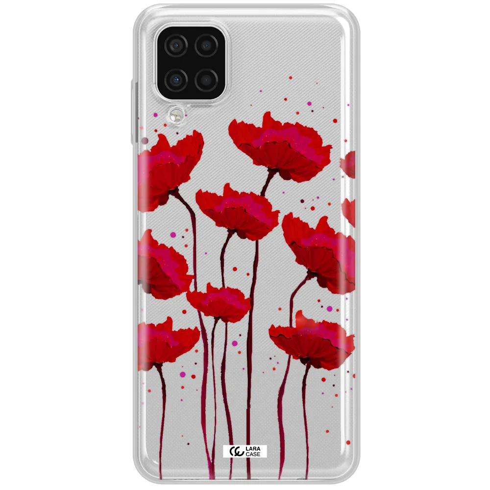 Red Fashion Flower Samsung A12 4g Clear TPU Case