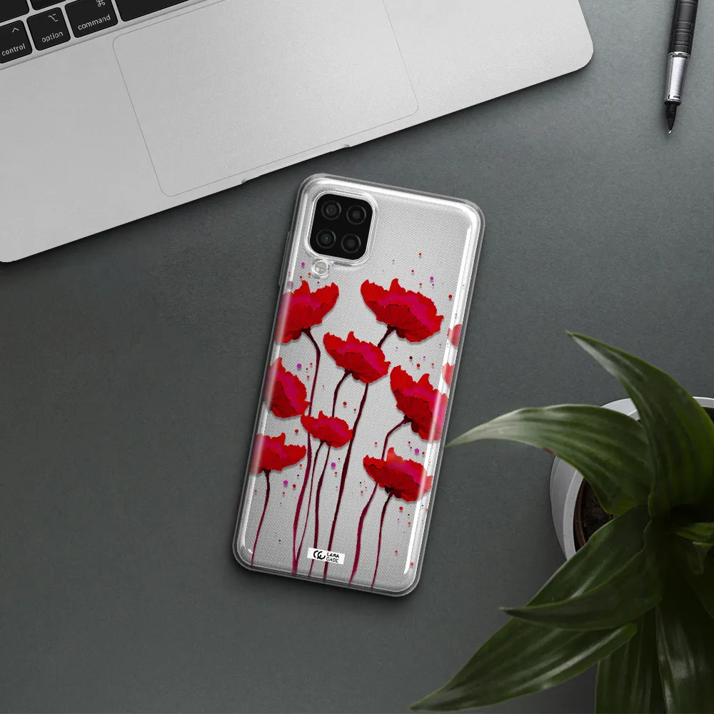 Red Fashion Flower Samsung A12 4g Clear TPU Case