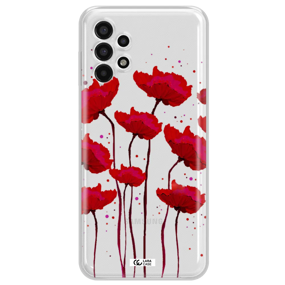 Red Fashion Flower Samsung A13 4g Clear TPU Case