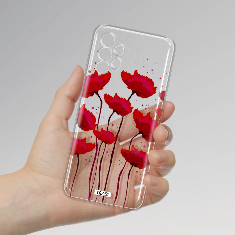 Red Fashion Flower Samsung A13 4g Clear TPU Case