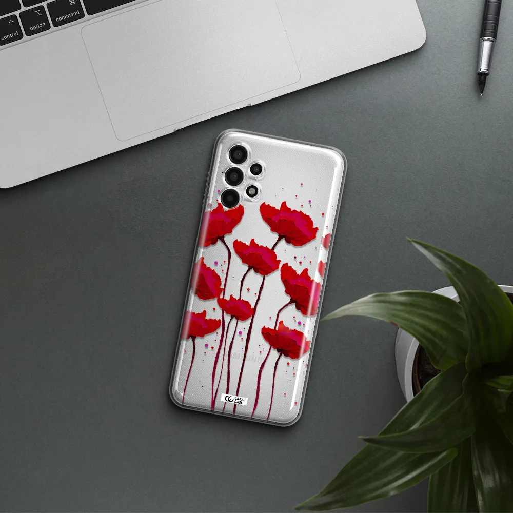 Red Fashion Flower Samsung A13 4g Clear TPU Case