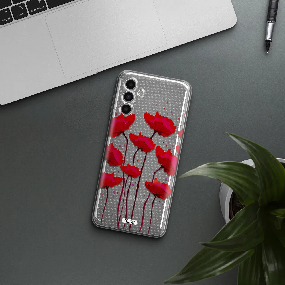 Red Fashion Flower Samsung A13 5G Clear Tpu Case