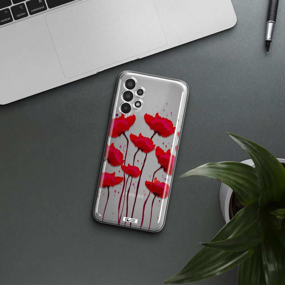 Red Fashion Flower Samsung A13 Clear TPU Case