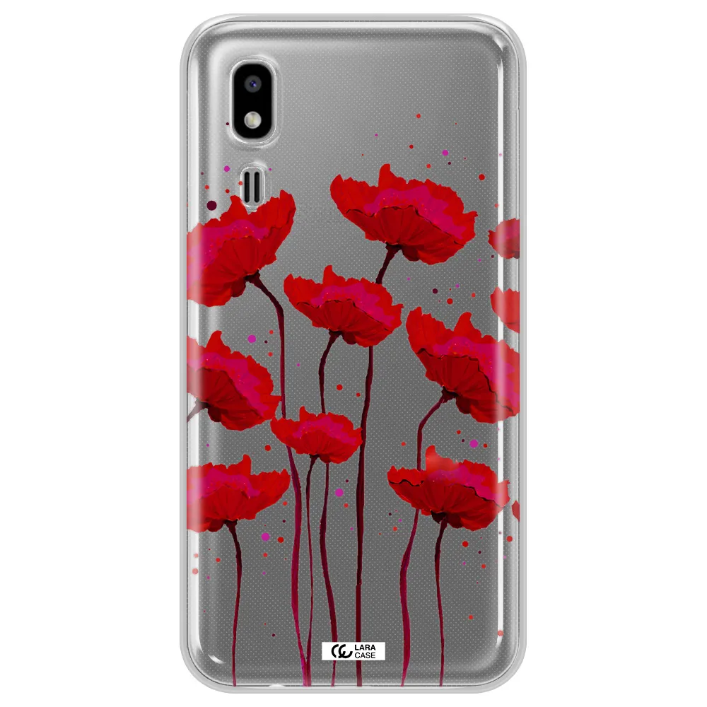 Red Fashion Flower Samsung A2 Core Clear TPU Case