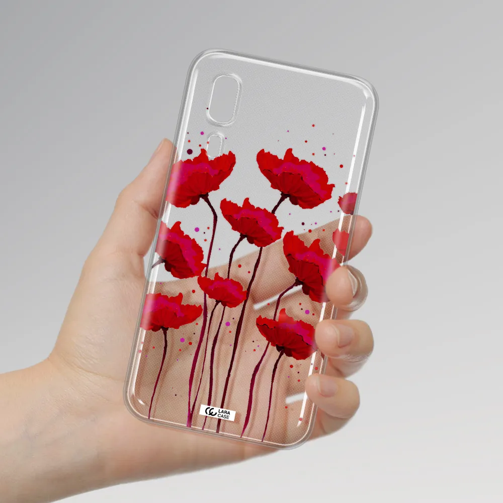 Red Fashion Flower Samsung A2 Core Clear TPU Case