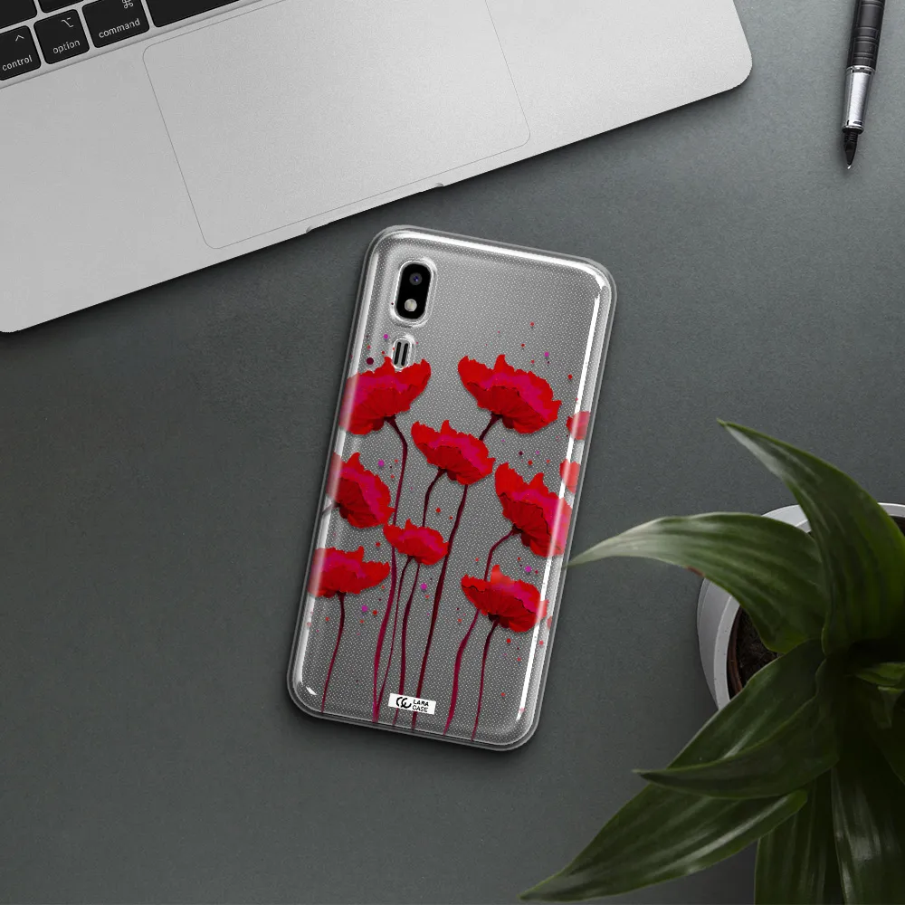 Red Fashion Flower Samsung A2 Core Clear TPU Case