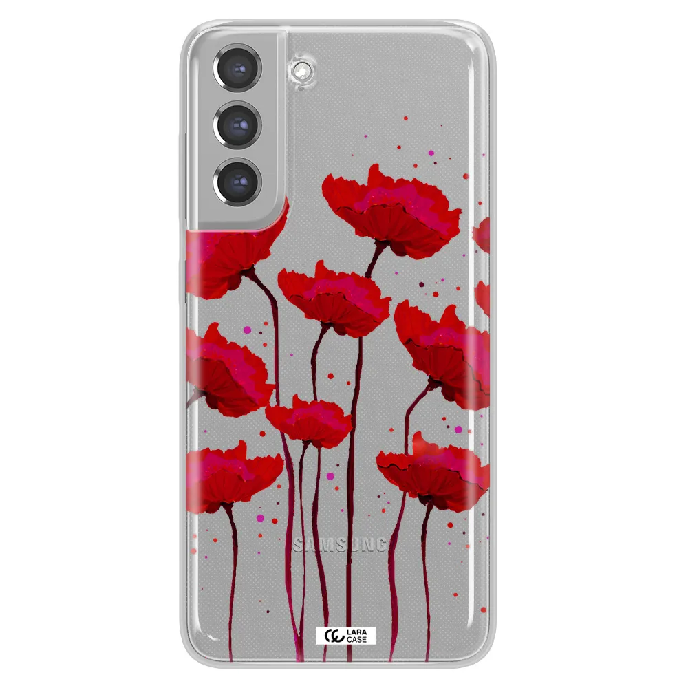 Red Fashion Flower Samsung A21 Fe Clear TPU Case