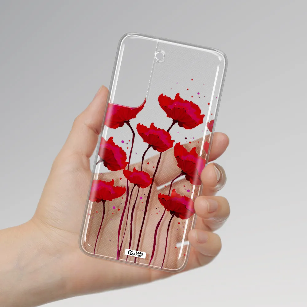 Red Fashion Flower Samsung A21 Fe Clear TPU Case