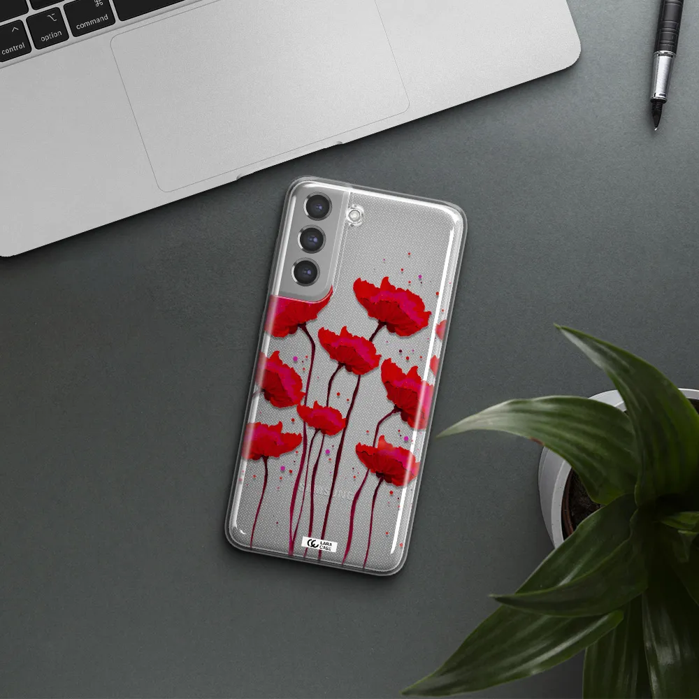 Red Fashion Flower Samsung A21 Fe Clear TPU Case