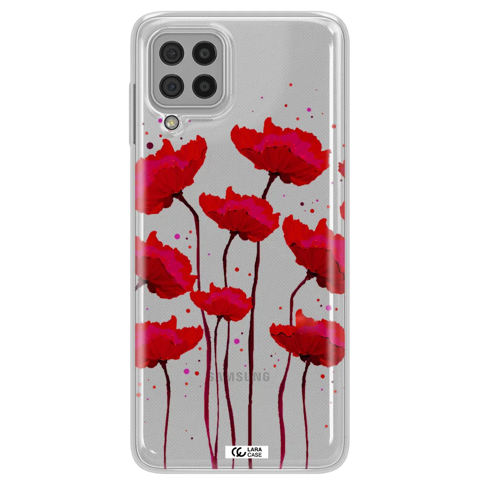 Red Fashion Flower Samsung A22 4g Clear TPU Case