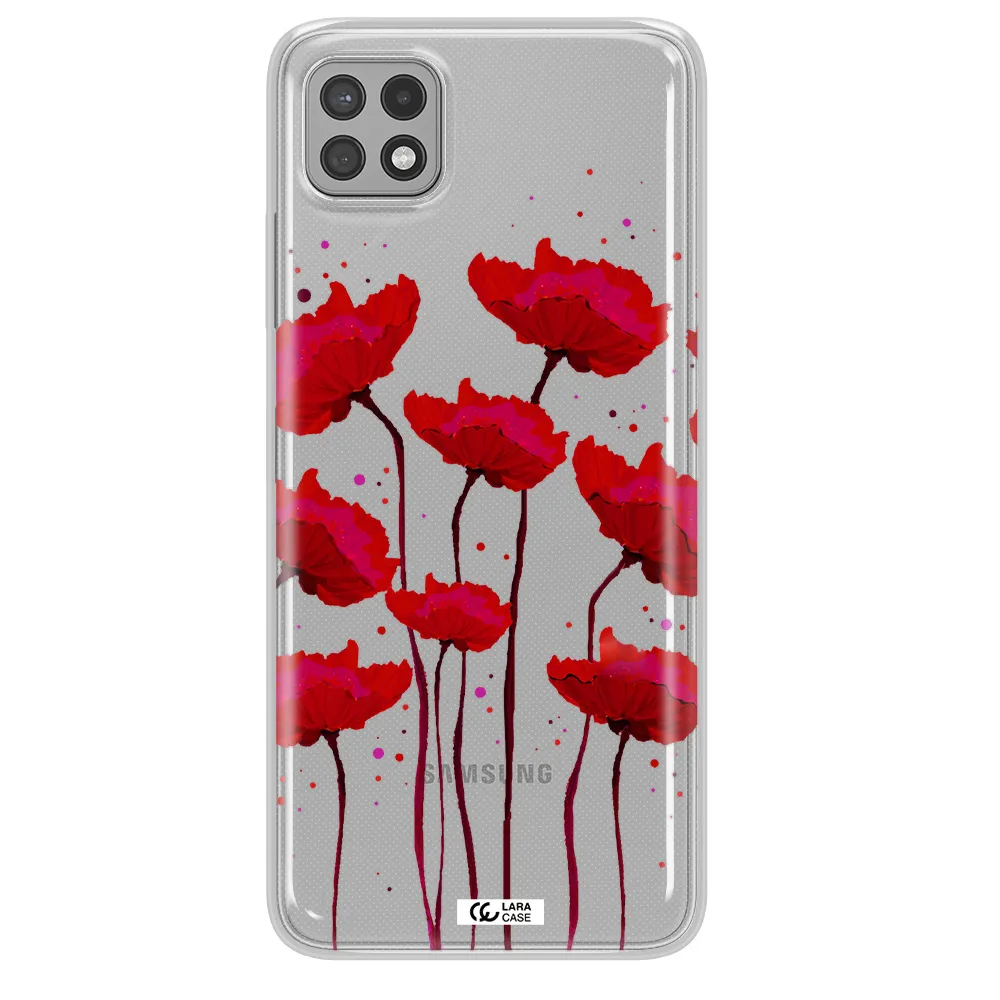 Red Fashion Flower Samsung A22 5g Clear TPU Case