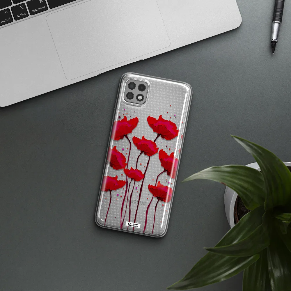 Red Fashion Flower Samsung A22 5g Clear TPU Case