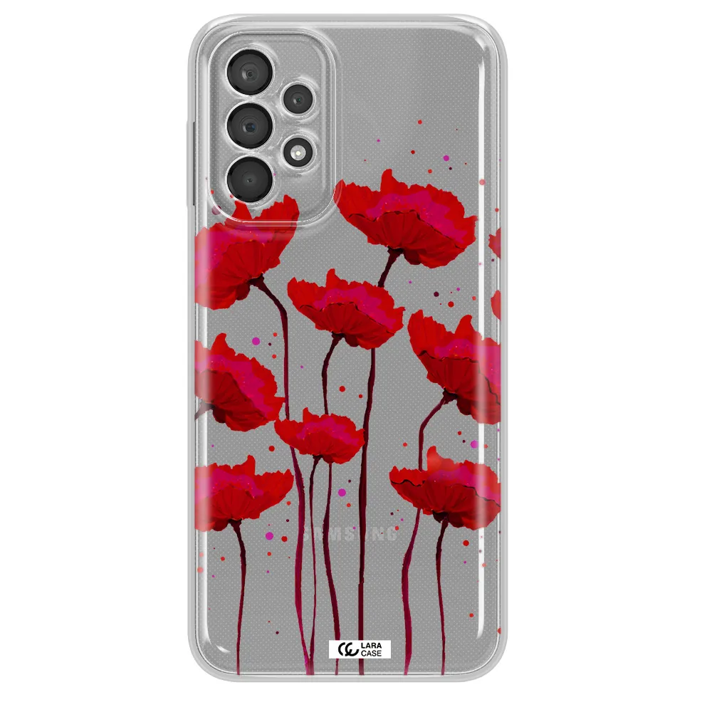 Red Fashion Flower Samsung A23 5G Clear Tpu Case