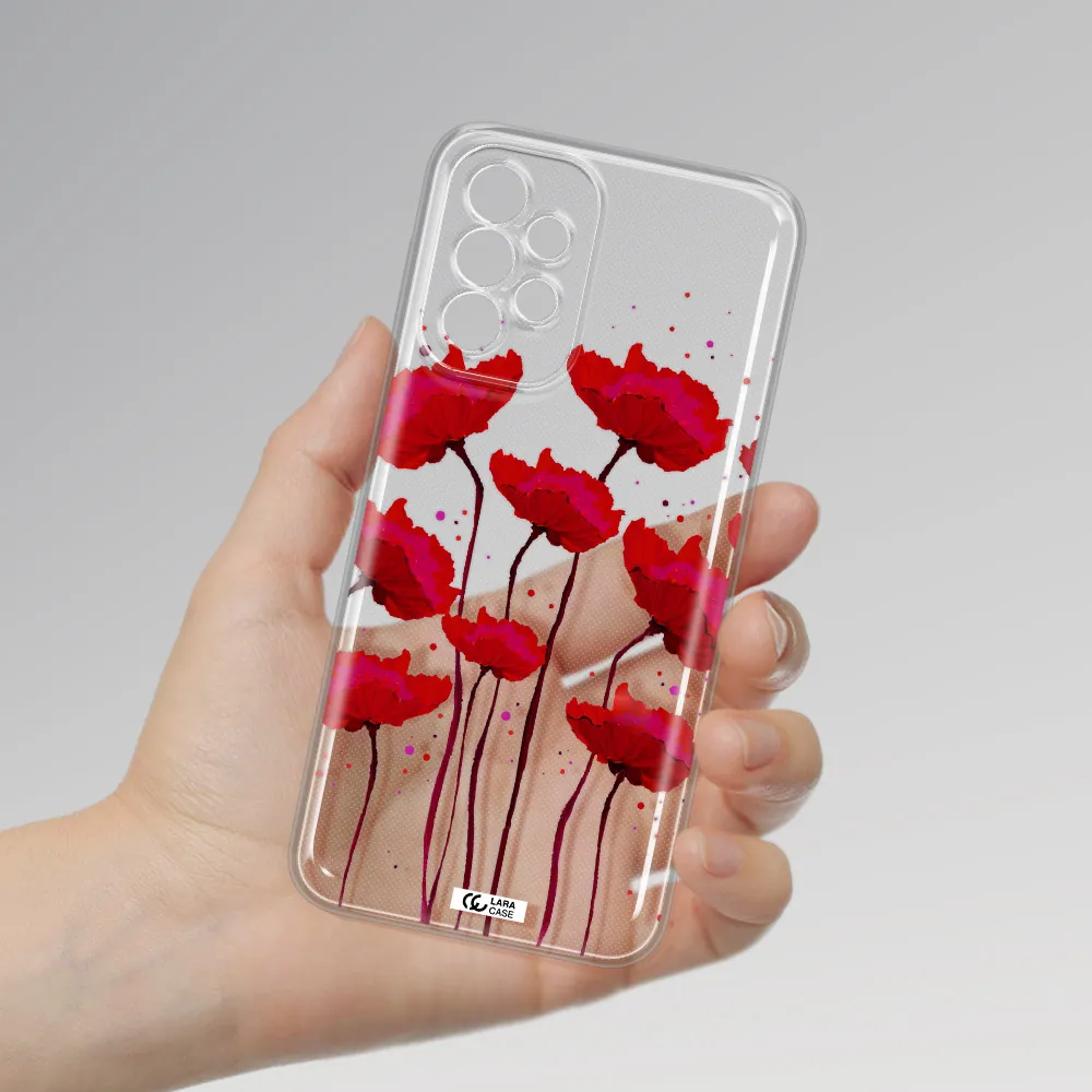 Red Fashion Flower Samsung A23 5G Clear Tpu Case