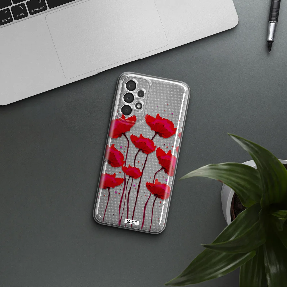 Red Fashion Flower Samsung A23 5G Clear Tpu Case