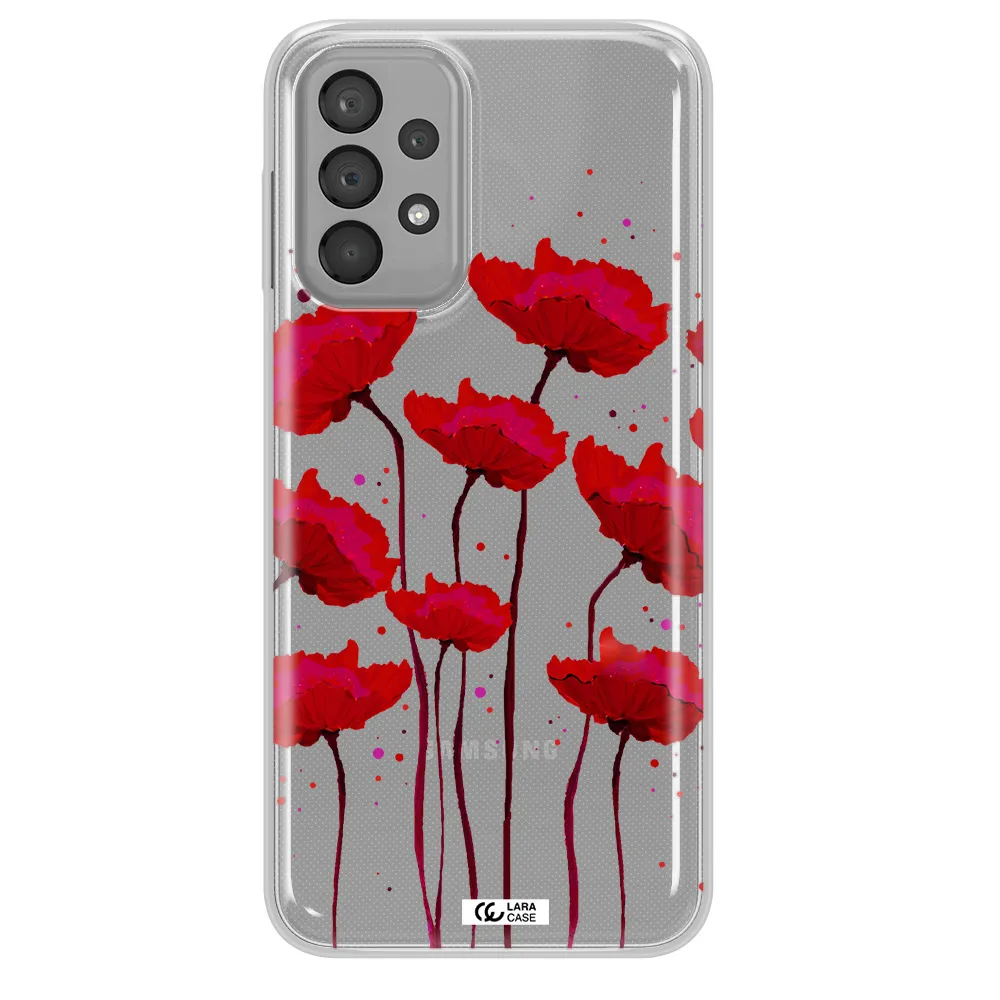 Red Fashion Flower Samsung A23 Clear TPU Case