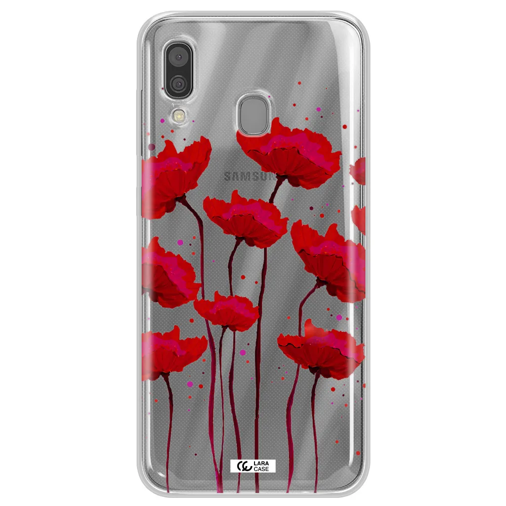 Red Fashion Flower Samsung A30 Clear TPU Case