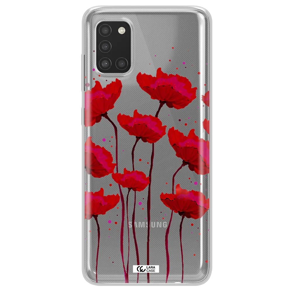 Red Fashion Flower Samsung A31 Clear TPU Case