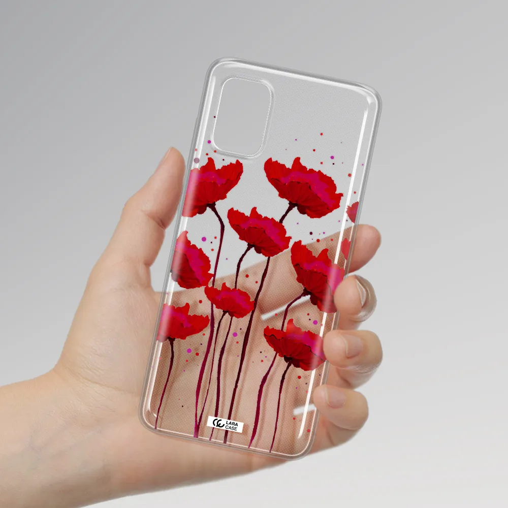 Red Fashion Flower Samsung A31 Clear TPU Case