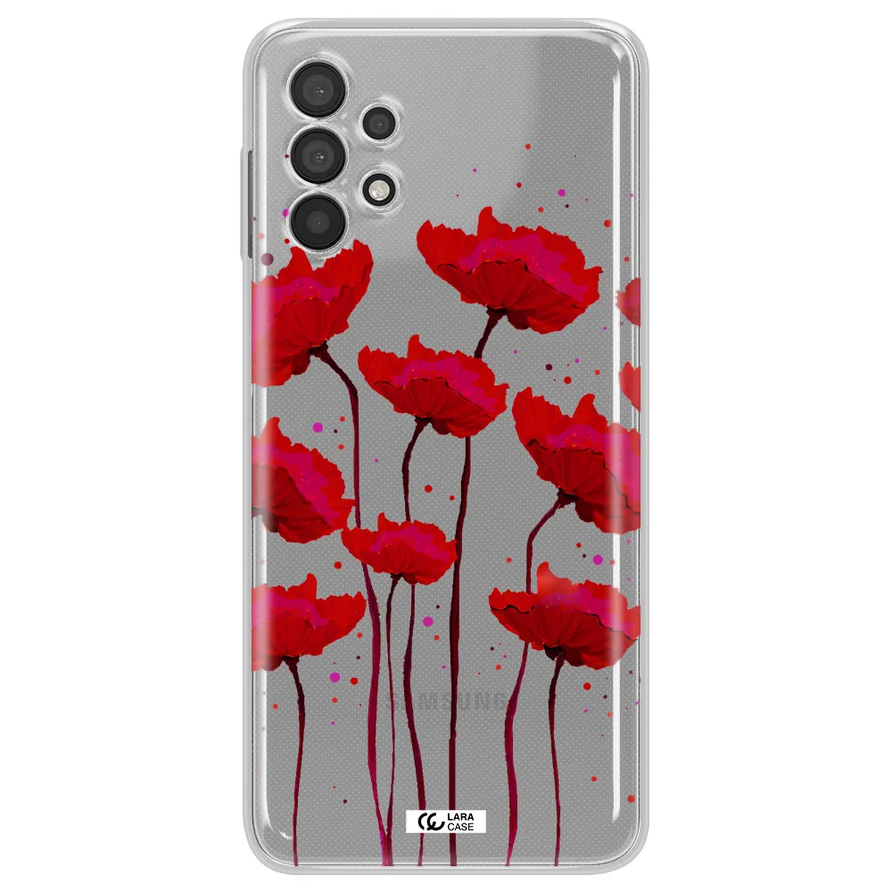 Red Fashion Flower Samsung A32 Clear TPU Case