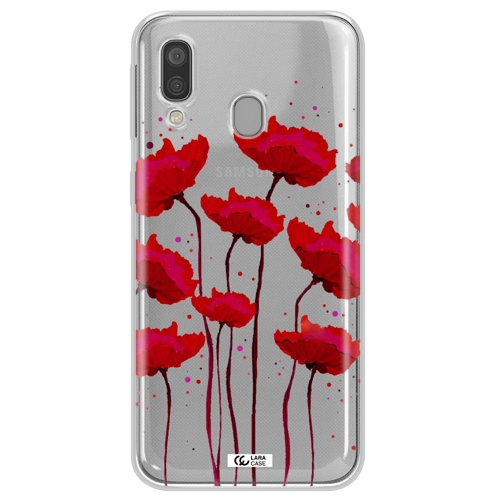 Red Fashion Flower Samsung A40 Clear TPU Case