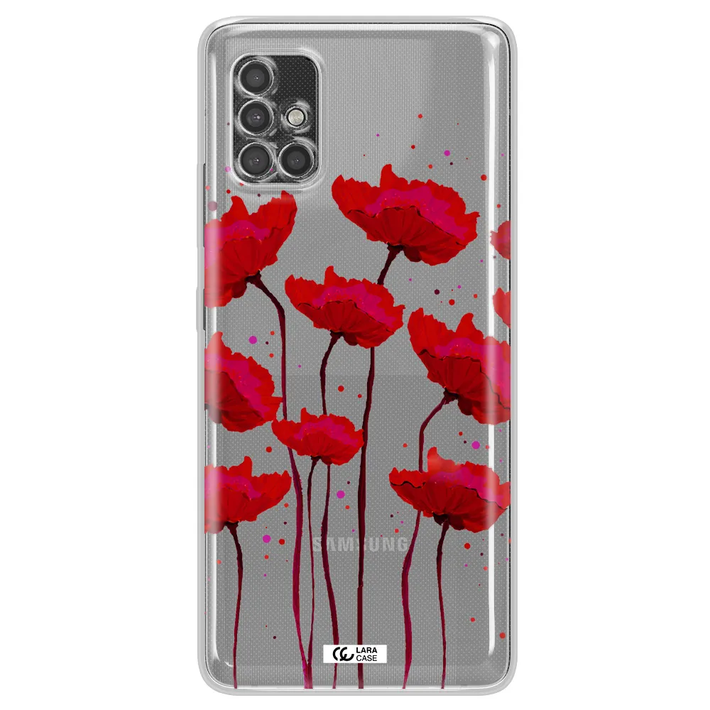 Red Fashion Flower Samsung A40S Clear Tpu Case
