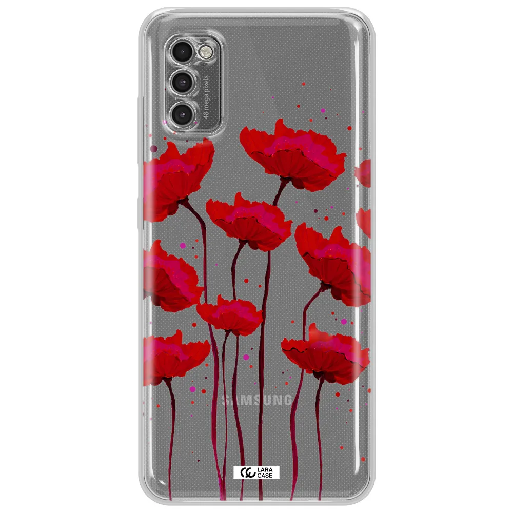 Red Fashion Flower Samsung A41 Clear Tpu Case