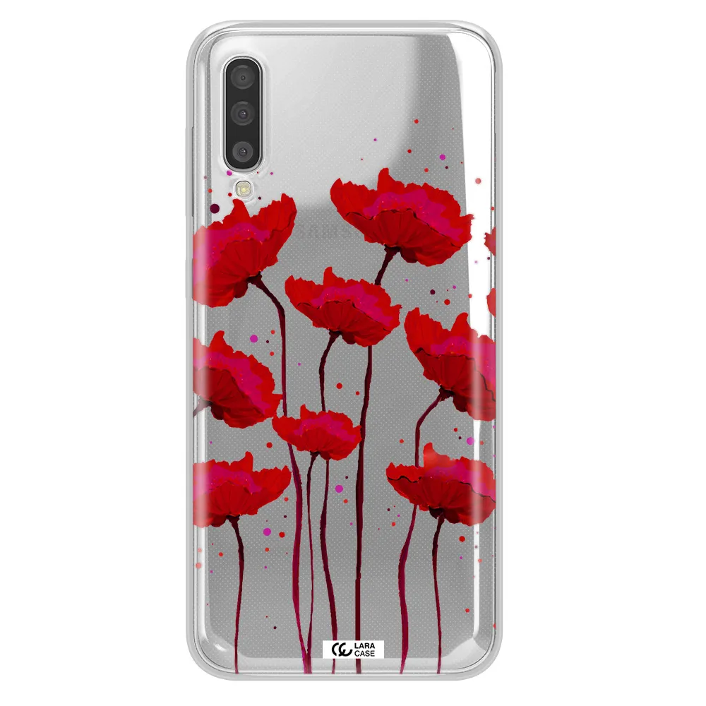 Red Fashion Flower Samsung A50 Clear TPU Case