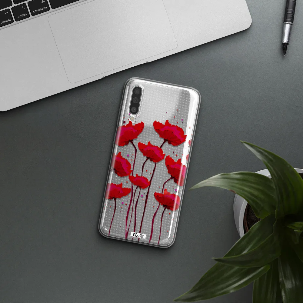 Red Fashion Flower Samsung A50 Clear TPU Case