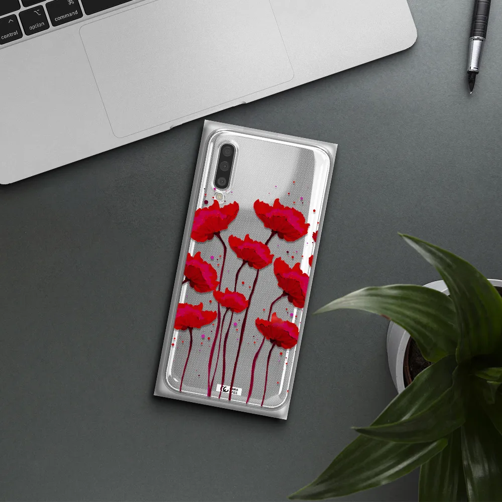 Red Fashion Flower Samsung A50S Clear Tpu Case