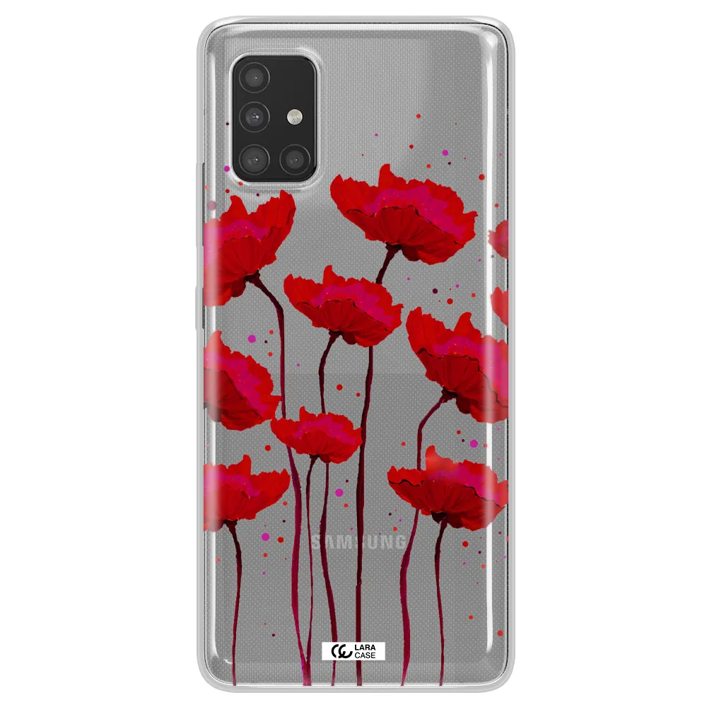 Red Fashion Flower Samsung A51 Clear TPU Case
