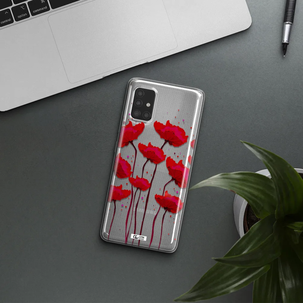 Red Fashion Flower Samsung A51 Clear TPU Case