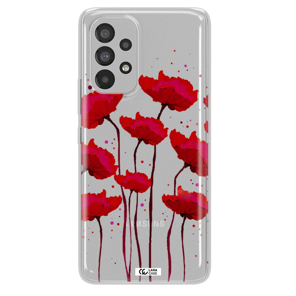 Red Fashion Flower Samsung A53 Clear TPU Case