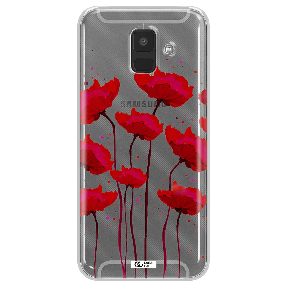 Red Fashion Flower Samsung A6 Clear TPU Case