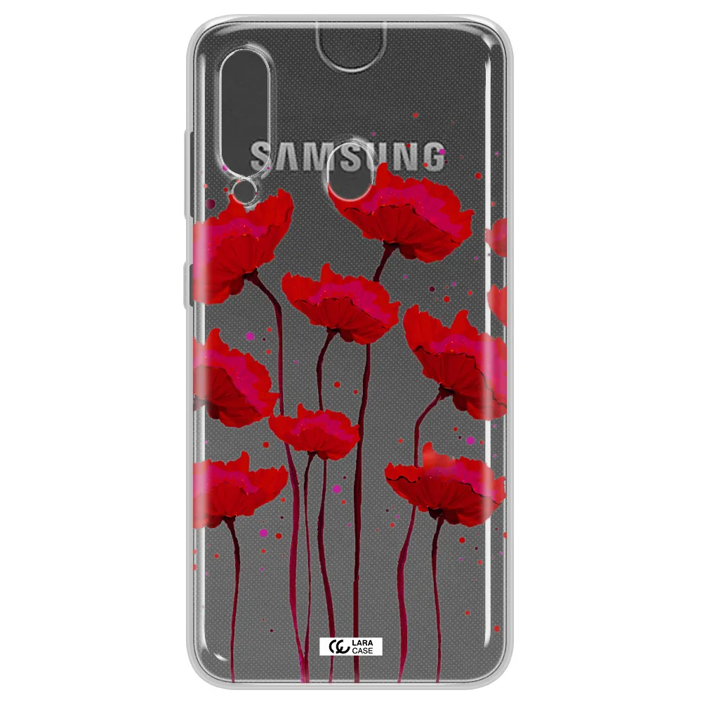 Red Fashion Flower Samsung A60 Clear TPU Case