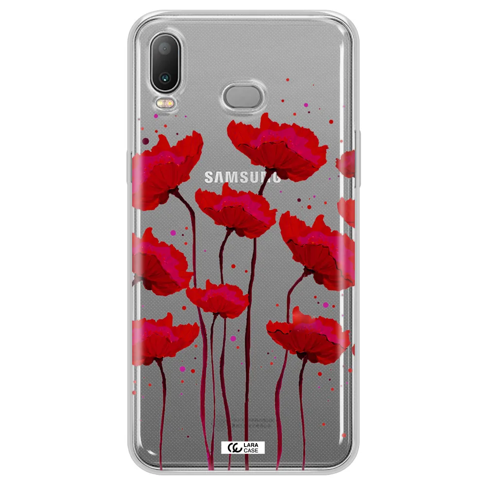 Red Fashion Flower Samsung A6S Clear TPU Case