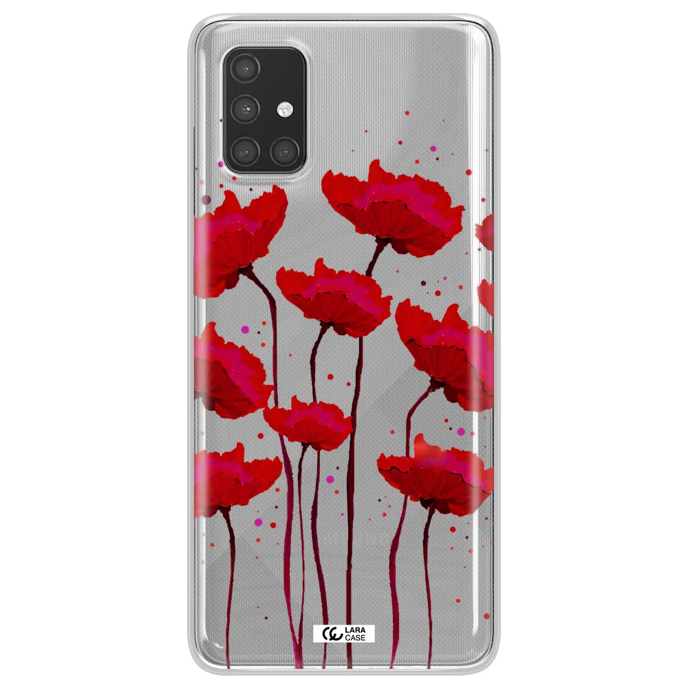 Red Fashion Flower Samsung A71 Clear TPU Case