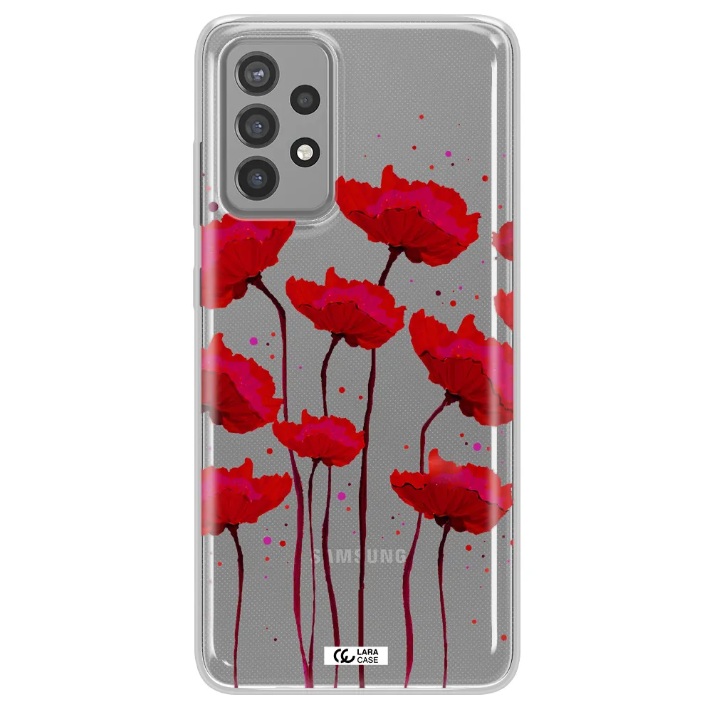Red Fashion Flower Samsung A72 Clear TPU Case
