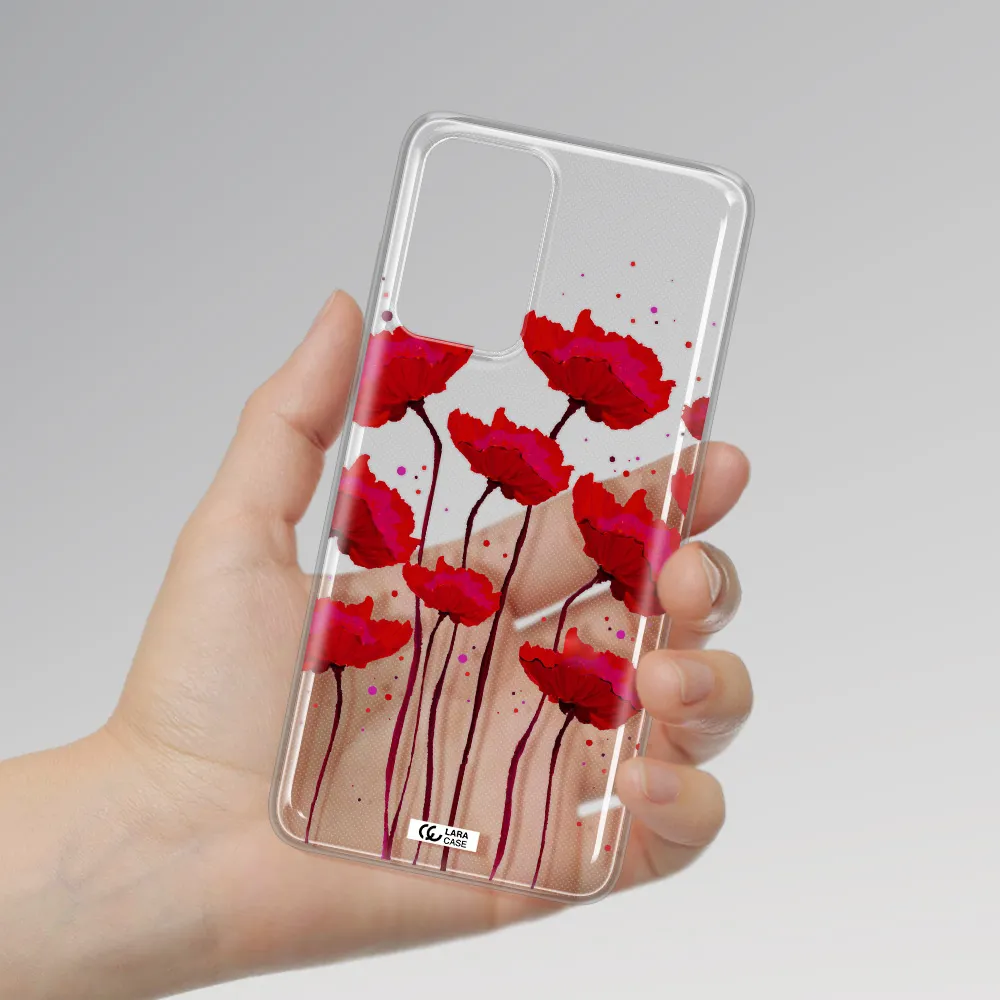 Red Fashion Flower Samsung A72 Clear TPU Case