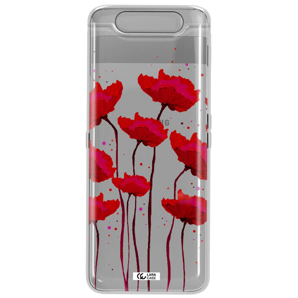 Red Fashion Flower Samsung A80 Clear TPU Case