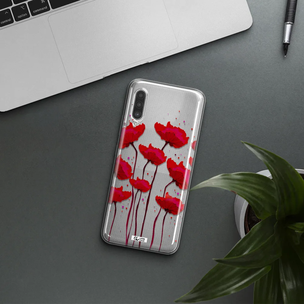 Red Fashion Flower Samsung A90 Clear TPU Case