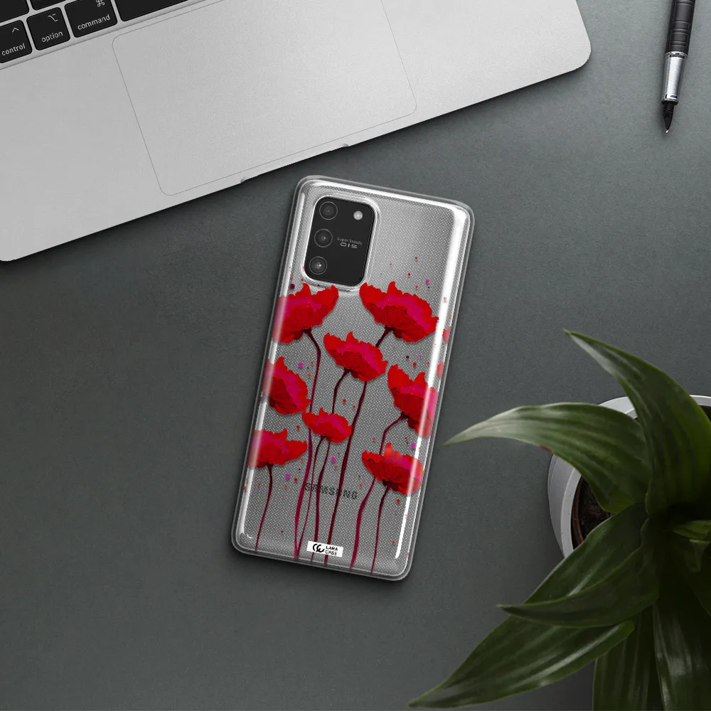 Red Fashion Flower Samsung A91 Clear TPU Case