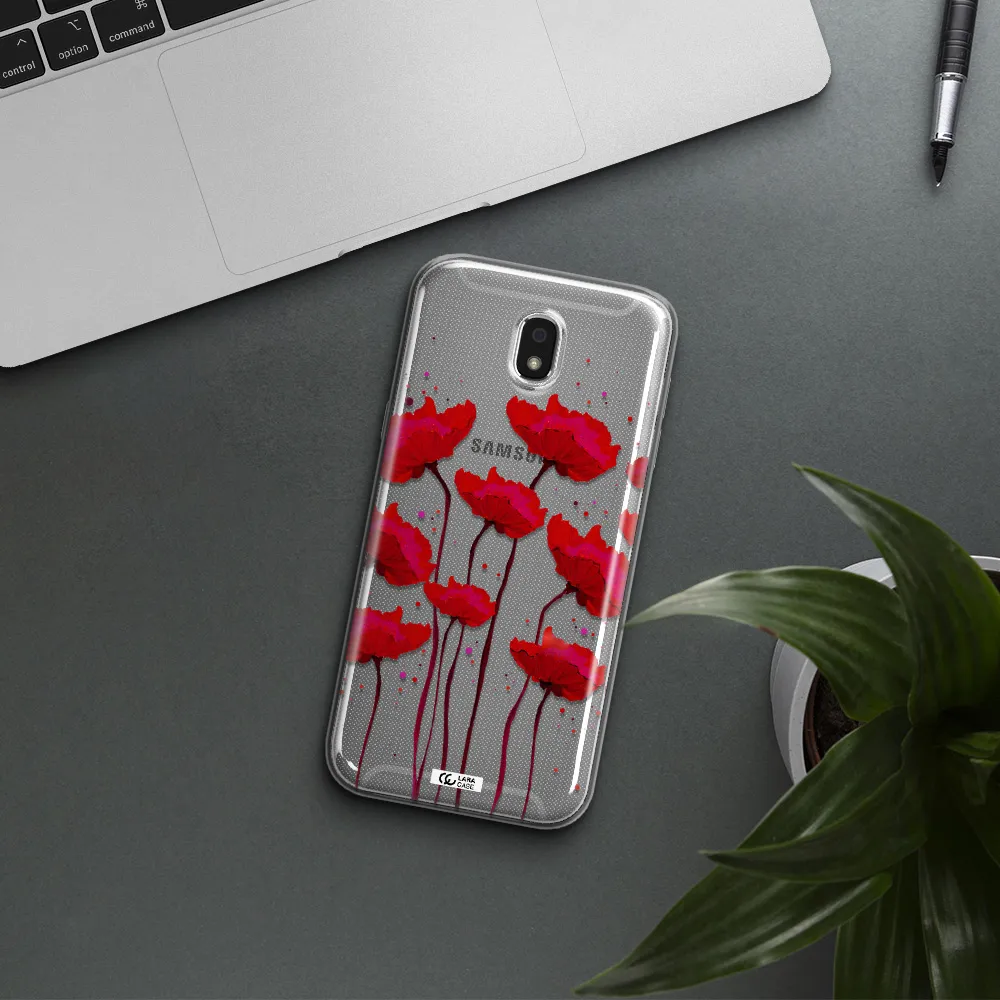 Red Fashion Flower Samsung J5 2017 Clear TPU Case