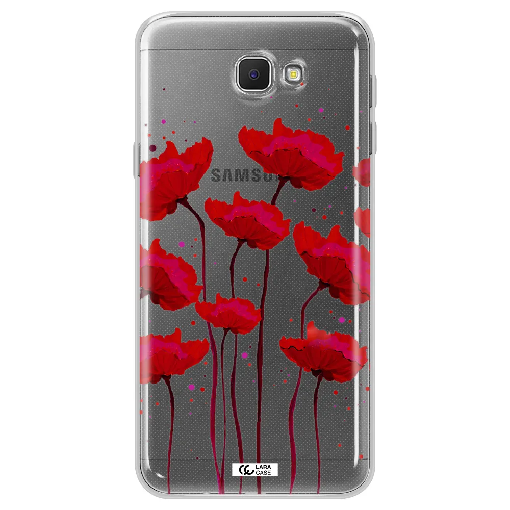 Red Fashion Flower Samsung J5 Prime Clear TPU Case
