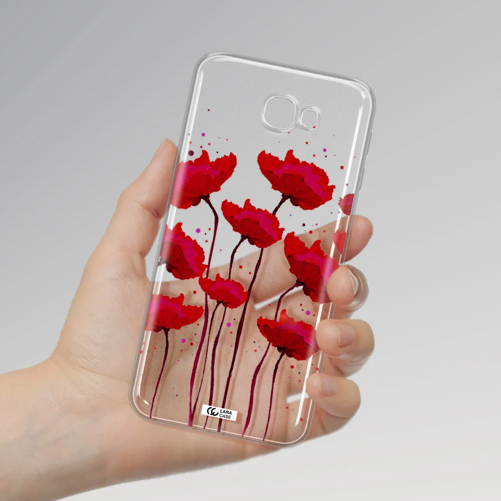 Red Fashion Flower Samsung J5 Prime Clear TPU Case