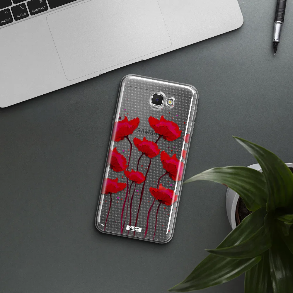 Red Fashion Flower Samsung J5 Prime Clear TPU Case