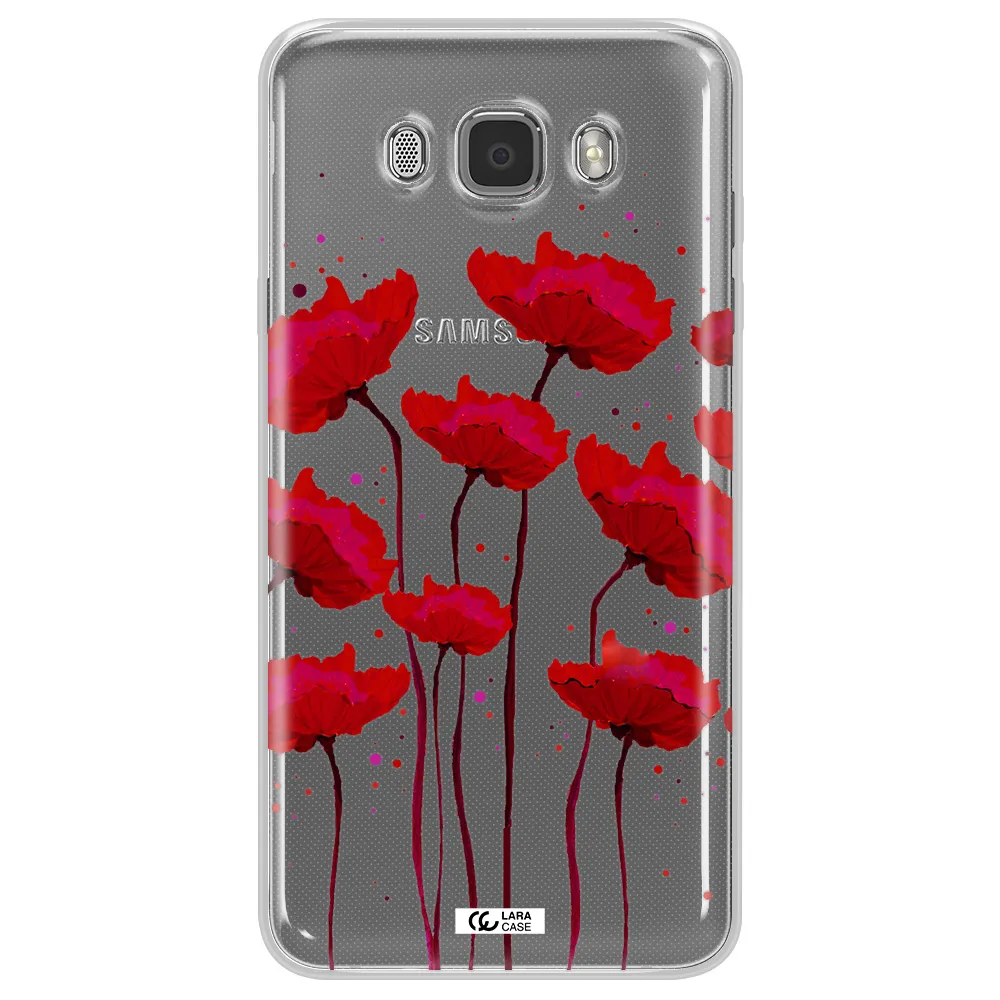 Red Fashion Flower Samsung J7 2016 Clear TPU Case