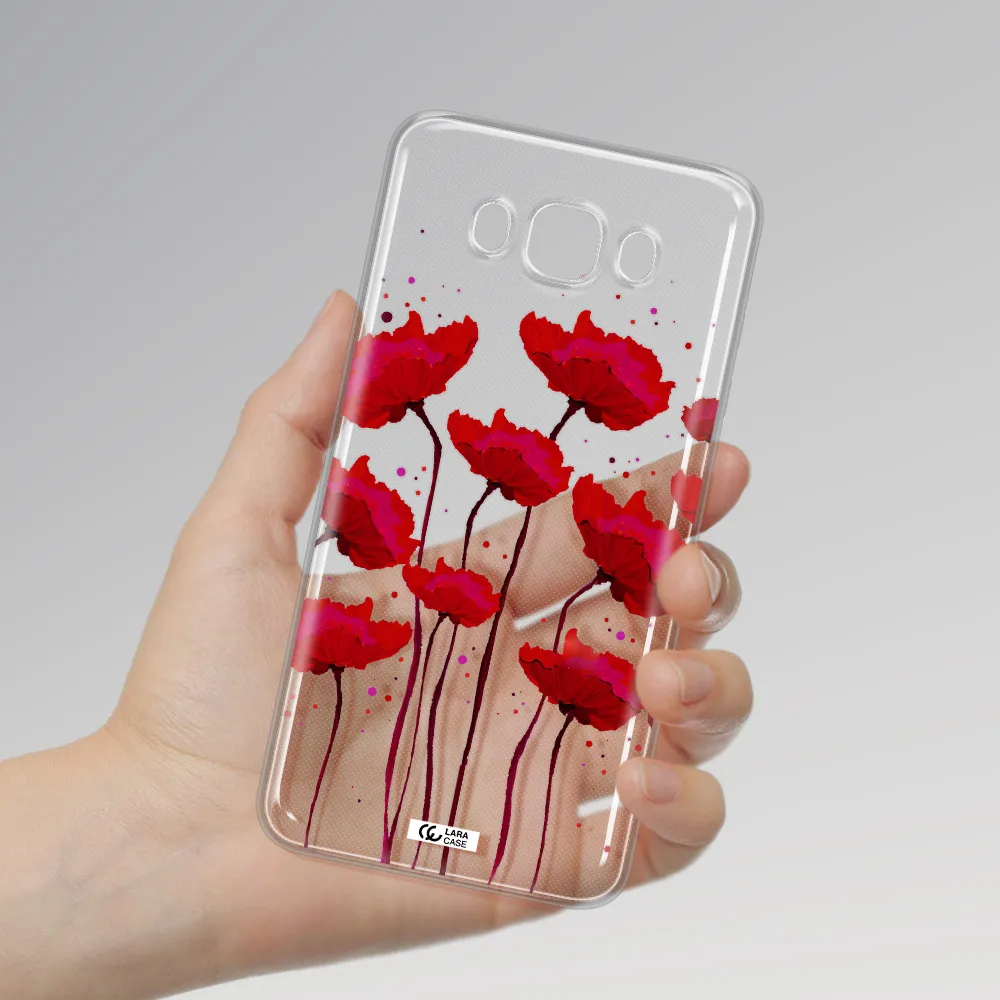 Red Fashion Flower Samsung J7 2016 Clear TPU Case